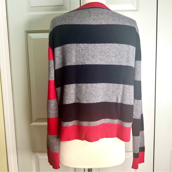 Zadig & Voltaire 💯 Cashmere Stripe Crew Sweater Colors Red Black Gray Si… - Picture 6 of 12